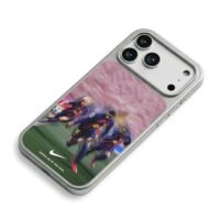 Barcelona footballers playing football match Nike Phone Case