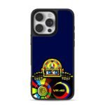 Chibi peeking MotoGP racer Rossi VR46 with AGU helmet art Phone Case