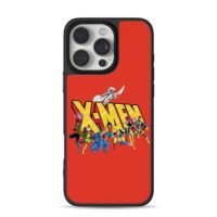 Animated X-Men team with logo on red background Phone Case