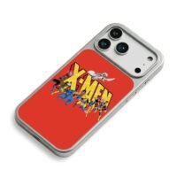 Animated X-Men team with logo on red background Phone Case