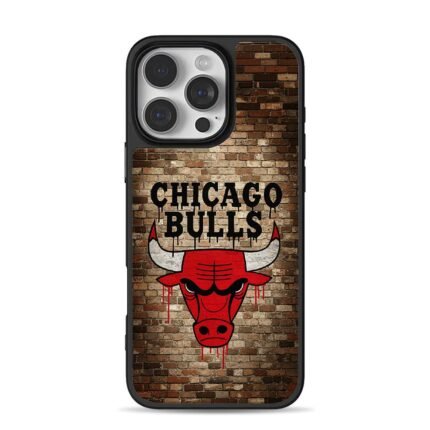 Chicago Bulls red bull head blood drips brick wall Phone Case