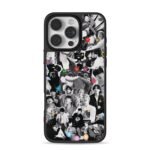 BTS monochrome member collage with cute stickers Phone Case for iPhone 11-17 & Samsung Galaxy S24-S26