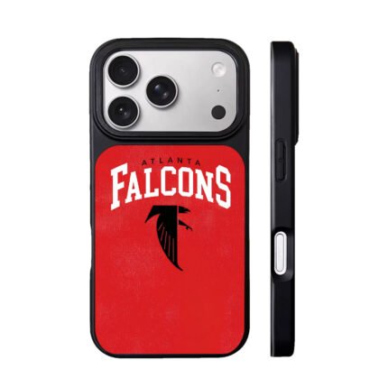Atlanta Falcons text and falcon logo red backdrop Phone Case
