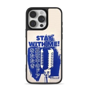 Blue vintage microphone Stay With Me Miki Matsubara Japanese lyric art Phone Case