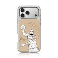 Cartoon LeBron James Lakers basketball star shooting a basketball Phone Case