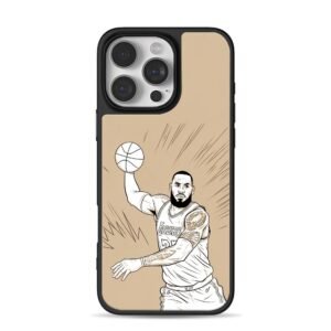 Cartoon LeBron James Lakers basketball star shooting a basketball Phone Case