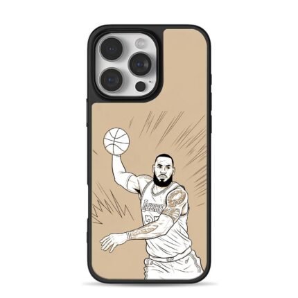 Cartoon LeBron James Lakers basketball star shooting a basketball Phone Case