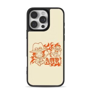 Chibi Ace One Piece fire pirate logo ACE text art Phone Case