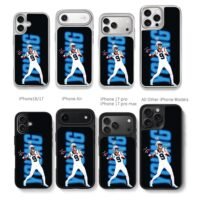 Carolina Panthers number 9 NFL QB throwing football with crown graphic Phone Case