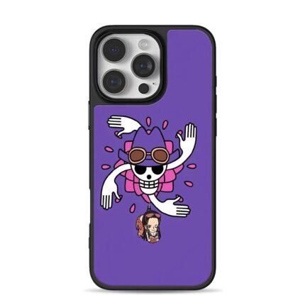 Chibi Nico Robin and One Piece Robin logo on purple background Phone Case