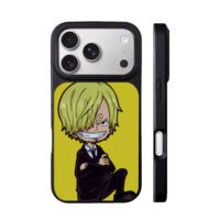 Chibi Sanji One Piece black suit yellow background Phone Case