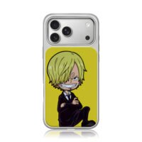 Chibi Sanji One Piece black suit yellow background Phone Case