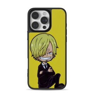 Chibi Sanji One Piece black suit yellow background Phone Case