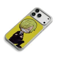 Chibi Sanji One Piece black suit yellow background Phone Case