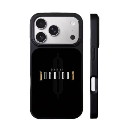 Benditos Bandidos text black dollar sign logo Phone Case