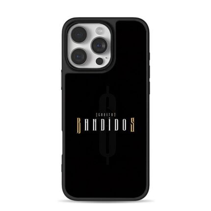 Benditos Bandidos text black dollar sign logo Phone Case