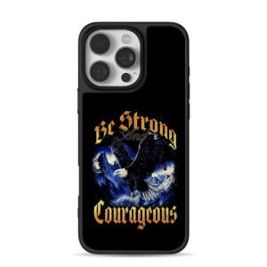 Be Strong And Courageous, flying bald eagle, snowy mountains Phone Case