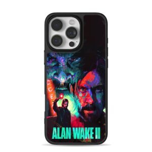 Alan Wake II art with protagonist and dark monster Phone Case