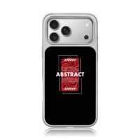 Abstract red swirl warning stripe text framed graphic Phone Case