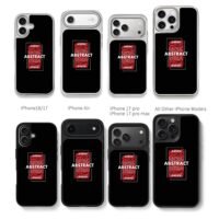 Abstract red swirl warning stripe text framed graphic Phone Case