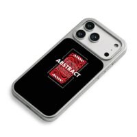 Abstract red swirl warning stripe text framed graphic Phone Case