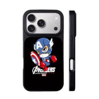 Chibi Captain America with Avengers Marvel logos Phone Case