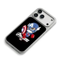 Chibi Captain America with Avengers Marvel logos Phone Case
