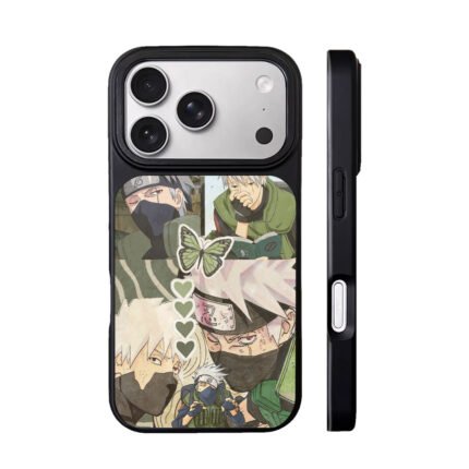 Anime collage of Kakashi Naruto Sasuke Sakura with butterfly and hearts Phone Case