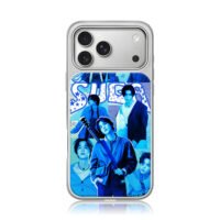 Blue collage of BTS Suga with SUGA text guitar stars Phone Case