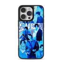 Blue collage of BTS Suga with SUGA text guitar stars Phone Case