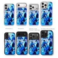 Blue collage of BTS Suga with SUGA text guitar stars Phone Case