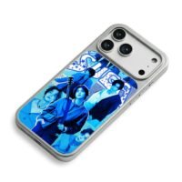 Blue collage of BTS Suga with SUGA text guitar stars Phone Case