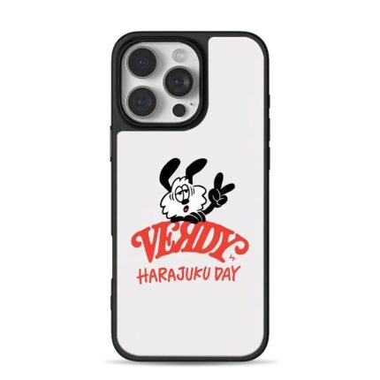 Cartoon Verdy rabbit making peace sign with Harajuku day text Phone Case