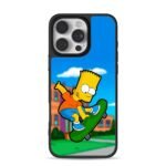Bart Simpson skateboarding on suburban street Phone Case