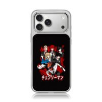 Chainsaw Man anime main cast group art with red splatters Phone Case