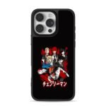 Chainsaw Man anime main cast group art with red splatters Phone Case