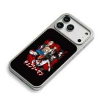 Chainsaw Man anime main cast group art with red splatters Phone Case