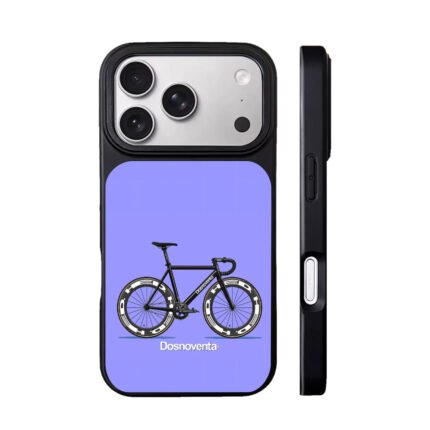 Black Dosnoventa road bike with HED wheels on light purple background Phone Case