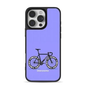 Black Dosnoventa road bike with HED wheels on light purple background Phone Case