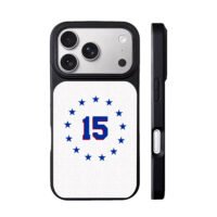 Blue number 15 with red border circled by blue stars Phone Case