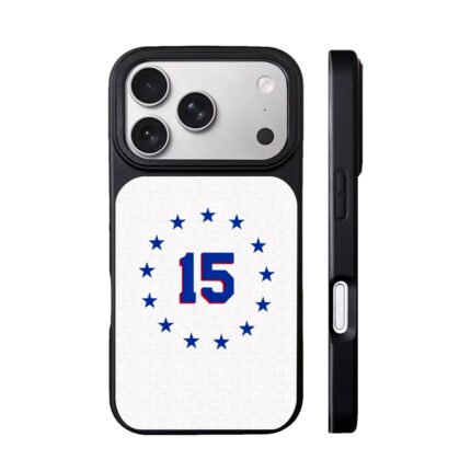 Blue number 15 with red border circled by blue stars Phone Case