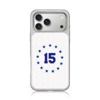 Blue number 15 with red border circled by blue stars Phone Case