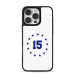 Blue number 15 with red border circled by blue stars Phone Case