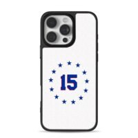 Blue number 15 with red border circled by blue stars Phone Case
