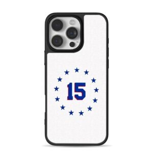 Blue number 15 with red border circled by blue stars Phone Case