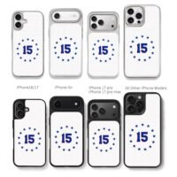 Blue number 15 with red border circled by blue stars Phone Case