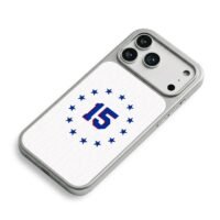 Blue number 15 with red border circled by blue stars Phone Case