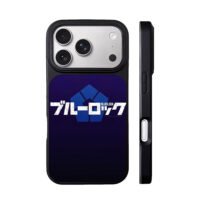 Blue Lock anime logo Japanese katakana text dark blue background Phone Case