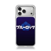 Blue Lock anime logo Japanese katakana text dark blue background Phone Case