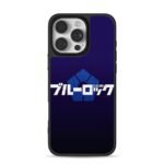 Blue Lock anime logo Japanese katakana text dark blue background Phone Case